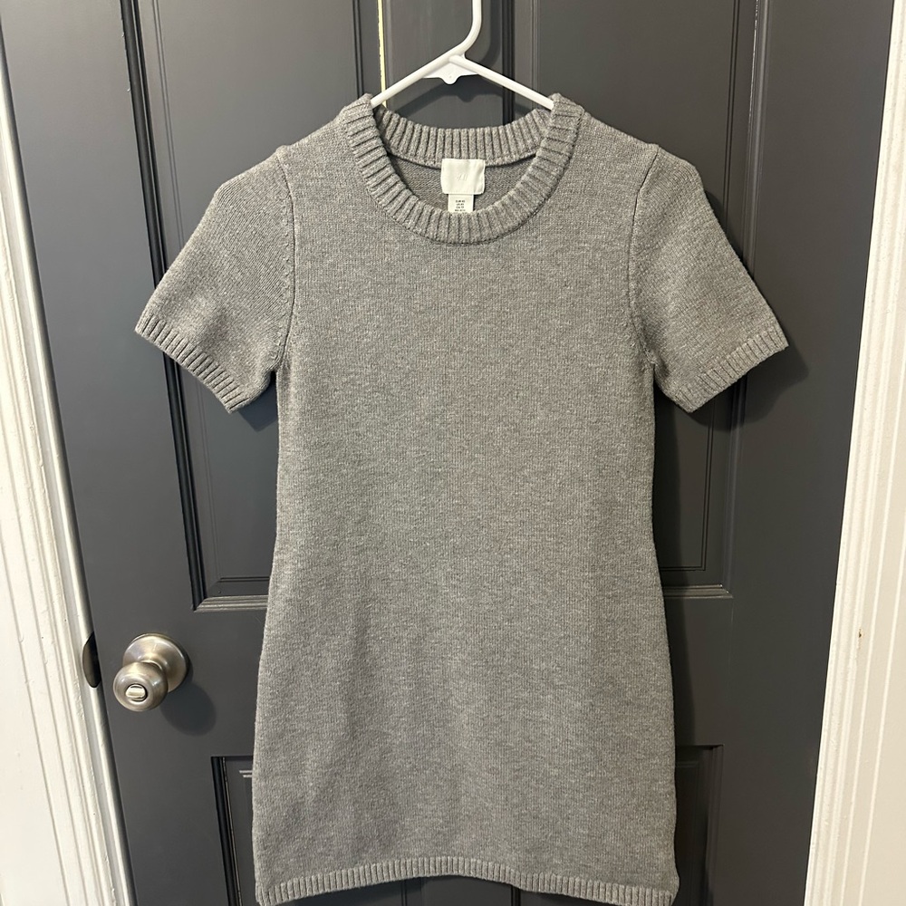 Gray Short Sleeve Knit Dress